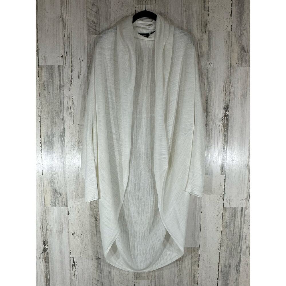 Vince Long Curved Hem Cardigan Sweater Size P/S Cream Off White Linen Blend